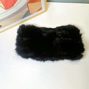 Logo personnalisé hiver écharpe chapeau gant ensembles pour adultes femmes doux véritable lapin fourrure élastique extérieur Jogging oreille cache-oreilles cou - Product Image 3