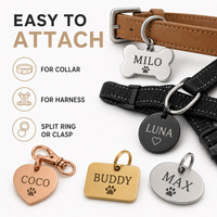 Plaque de nom pour animal de compagnie en acier inoxydable gravée au laser pour collier, harnais, pendentif avec numéro de contact, étiquette d'identification en métal personnalisée, médaille personnalisée pour chien