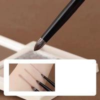 Pinceau à paupières plat en poils de renard et de chèvre, manche en bois, outil de maquillage pour les détails des yeux, vente en gros, marque privée, logo personnalisé