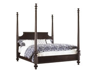 Lit à baldaquin classique en bois massif avec baldaquin haut, design traditionnel sculpté à la main, taille king réglable pour chambre à coucher, lit mural
