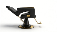 Fauteuil de barbier inclinable en cuir avec pompe hydraulique réglable en hauteur, noir et or, mobilier de salon pour hôtels et salons de beauté