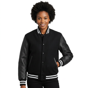 OEM Custom Wool <b>Leather</b> Winter Breathable Unisex College Baseball <b>Jacket</b> <b>Men</b> Letterman Embroidered Streetwear Bulk Wholesale - Product Image 1