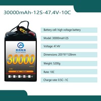 Batterie de drone MG à grande capacité de charge, décollage vertical, aile fixe, lutte contre les incendies, 30000mah 10c 47.4v 12s