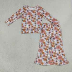 GLP3420 Rts Conjunto de Manga Larga para Niña, Casual, Naranja, Spandex/Algodón, con Lazos de Halloween y Diseño de Calabaza, para Otoño, Venta al por Mayor - Product Image 6