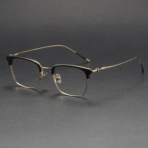 กรอบแว่นไทเทเนียมทรงกลม80896สำหรับผู้ชายกรอบแว่นตาผู้หญิงทำจากไทเทเนียมกรอบแว่นตาโลหะ - Product Image 4