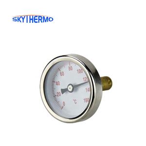 Thermomètre industriel à cadran pour eau chaude, à connexion arrière, en acier inoxydable 304, bimétallique - Product Image 1