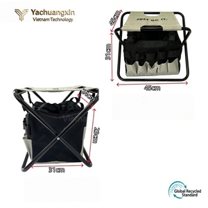 Banco de jardín plegable con bolsa para herramientas, silla de exterior de tela Oxford, marco de hierro rectangular, estilo informal - Product Image 4