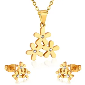 Meistverkauftes Modisches Blumen-Mond-Schmetterling Zirkon Edelstahl Ohrringe Halskette <span class=keywords><strong>Set</strong></span> Trendiger Schmuck 2026 Edelstahl - Product Image 5