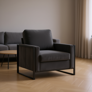 Dark <b>Grey</b> <b>Velvet</b> Sofa <b>Chair</b> 100% Polyester Metal Legs Contemporary Living Room <b>Chair</b> Modern Leisure <b>Chair</b> Home Furniture - Product Image 2