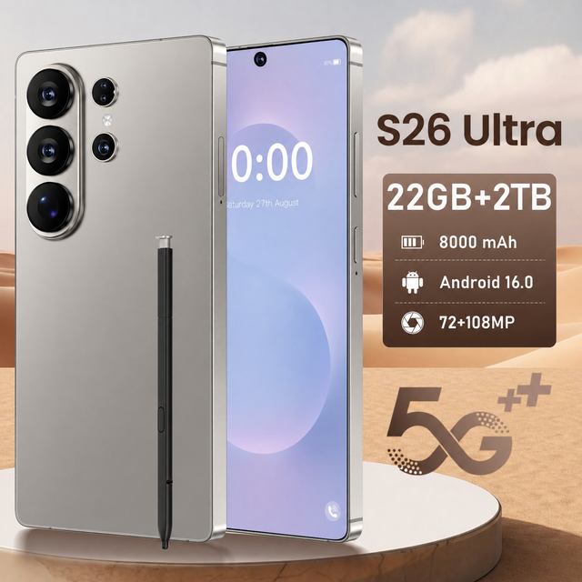 High Quality S 26 Ultra 22GB+2TB Android 16 8000mAh Mobile Phone 5G Dual SIM Unclocked Wholesale 108MP Camera Cheap Smartphone
