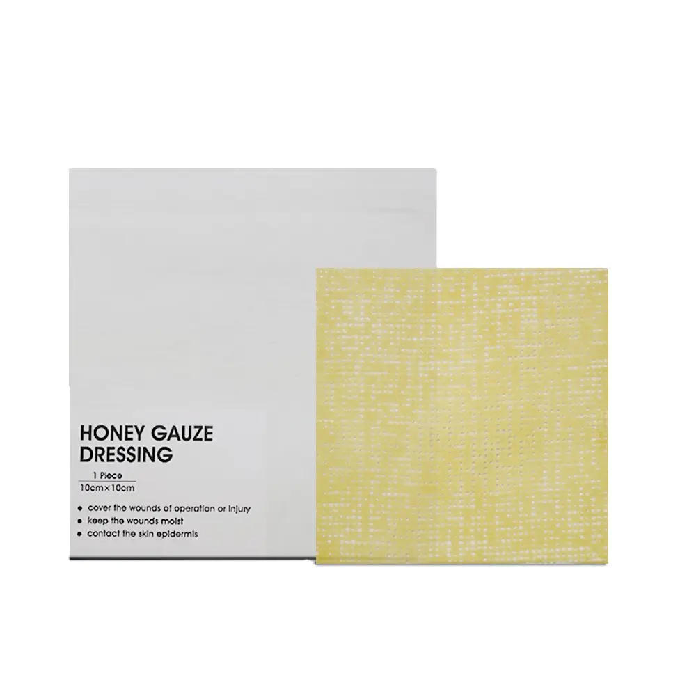 Cura della bruciatura impermeabile diretta in fabbrica Manuka Honey garza condimento 4 "X 4" Honey Medical Bandage Tulle Mesh Patch per la guarigione delle ferite