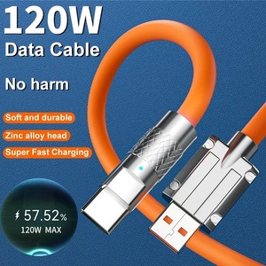 120W 6A Cable de carga súper rápida Metal Aleación de zinc Silicona líquida <span class=keywords><strong>Micro</strong></span> <span class=keywords><strong>USB</strong></span> IOS Tipo-C Cargador Cable de datos para <span class=keywords><strong>iPhone</strong></span> - Product Image 5