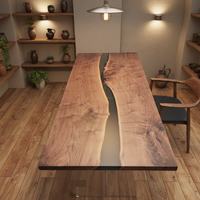 Table à manger moderne en bois massif avec bord naturel, robuste, écologique, multifonctionnelle, pour bar à domicile, salle à manger, plateau de table en noyer de 2 m