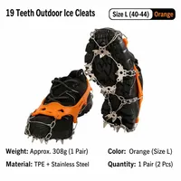 Crampons Antidérapants Portables et Légers pour Escalade, Randonnée, en Acier Inoxydable avec Semelle Intermédiaire en TPE, 19 Pointes, pour Tous Types de Glace