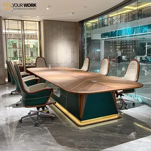 Luxury Long Conference Table Top Grade Wood Rock Plate Meeting Table 6-12 Person Meeting Room Large Conference Table