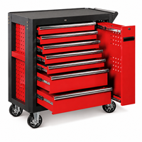 Armoire de rangement d'outils mobile à roulettes en acier robuste à 7 tiroirs, plan de travail antidérapant, rangement double face, capacité de charge de 300 kg, verrouillable