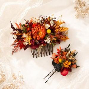 Lot de coiffes de <span class=keywords><strong>mariée</strong></span> carrées personnalisées faites à la main avec fleurs préservées, accessoires de cheveux de mariage bohèmes pour cadeaux de demoiselles d'honneur, vente en gros - Product Image 2