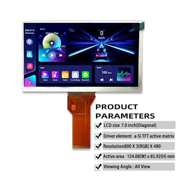 7.0 Inch Tft Lcd Display Screen 800X480 RGB Transmissive Module Automotive Dashboard Industrial Control Panel 164.9X100X5.7mm