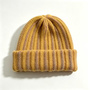 Gorro Unisex de Punto Acanalado a Rayas, Suave, Cálido y Afelpado, con Borde, para Invierno, 100% Acrílico, Gorro ACE, para Uso Diario al Aire Libre - Product Image 2