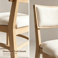 Chaise de salle à manger rembourrée en chêne massif de style ferme moderne, avec un design durable et stable pour une utilisation commerciale dans les restaurants