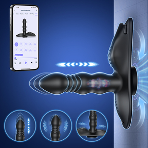 Vibratore Telescopico TMM con Ventosa <span class=keywords><strong>per</strong></span> Punto G, Plug Anale Vibrante, Massaggiatore Prostatico, Butt Plug Vibrante <span class=keywords><strong>per</strong></span> Uomo e Donna - Product Image 1