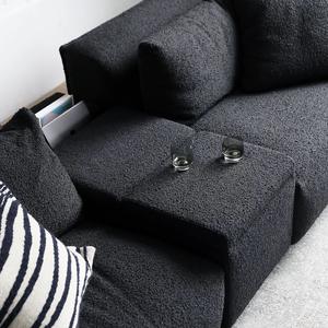 للبيع بالجملة على الطراز الاسكندنافي طقم غرفة معيشة مزدوجة كريمي أبيض وأسود قماش أريكة بمقعدين لغرفة المعيشة - Product Image 3