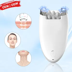 Muscle Stimulation Handheld Beauty RF Machine EMS Micro Neck Facial Massager Supplier Roller Silver High Quality Face Massager