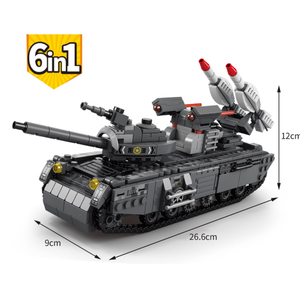 Chaser Tank – Blocs de construction 6-en-1 – Modèle de véhicule tactique 156 pièces, kit de briques éducatives miniatures pour cadeaux de fête et objets promotionnels - Product Image 1