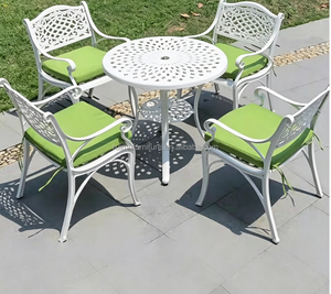 Mesas y Sillas de Aluminio Fundido de Estilo Europeo para Exteriores, Juego de Mesa y Sillas de Jardín, <span class=keywords><strong>Terraza</strong></span>, Resistentes al Sol - Product Image 4