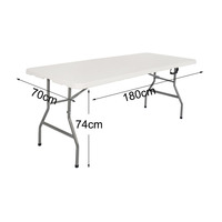 Tables pliantes rectangulaires en plastique blanc GARIDA de 6 pieds (180 cm) pliables en deux pour les mariages GCFT-008