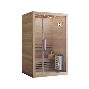 Pasokan pabrik K-7157 2-3 orang kayu solid impor portabel Garam Umum turmalin inframerah ruang sauna dengan pemanas sauna