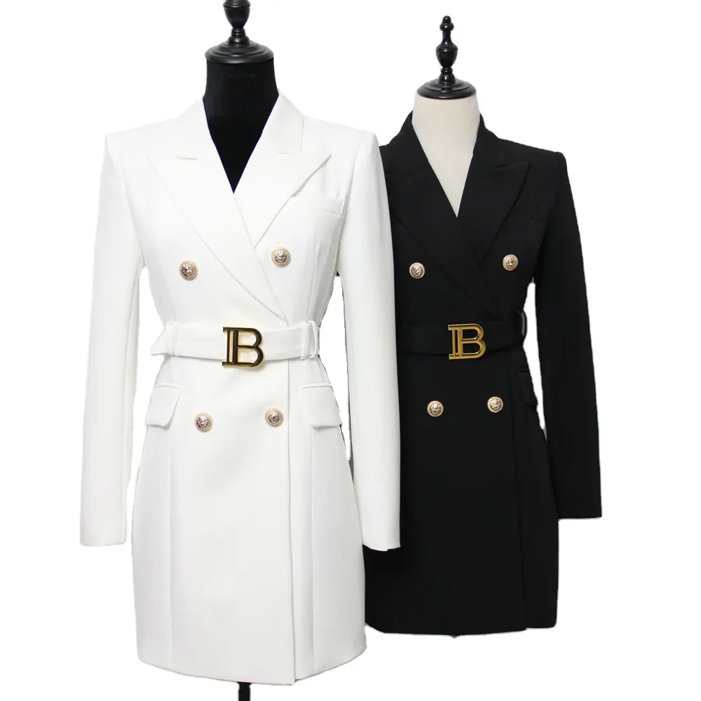 custom new design 5XL elegant black women business dress slim fit lapel sheath dresses for office