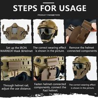 MUCHAN Casque tactique rapide Respirant Full Face Field Role Play Casque tactique rapide avec visière en acier et lunettes de protection