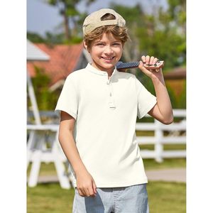 Boys Short Sleeve Henley Shirt Solid Cotton Casual T-Shirt 5-14 Years - Product Image 2
