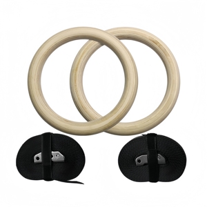 Wooden Customizable 28mm 32mm <b>Size</b> Gymnastic Equipment <b>Adjustable</b> Strap Gym <b>Rings</b> for Core Strength Exercise - Product Image 3