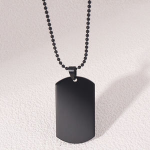 Kalung liontin tag anjing baja tahan karat hitam pria, Perhiasan Pria lapis logam dapat disesuaikan hadiah Nomor lucu - Product Image 5