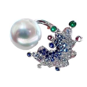 S925 Pure Silver Natural Freshwater <b>Pearl</b> <b>Ring</b> for Spring/Summer 10-9MM Round with Micro Flaws Versatile for Commuting - Product Image 5