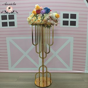 Support à fleurs haut en métal doré ANNIELU Art Déco, <span class=keywords><strong>colonne</strong></span> pour centre de table de mariage, support de vase, décoration pour grands événements et fêtes - Product Image 2