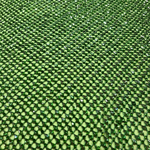 Tissu en maille de strass vert, textile en filet de cristal pour robe de soirée, vêtements de scène, confection de vêtements - Product Image 1