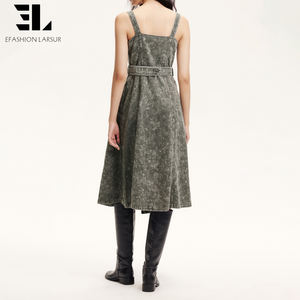 Vestido <span class=keywords><strong>de</strong></span> Mezclilla <span class=keywords><strong>de</strong></span> Lyocell Suave y Ecológico para Mujer, Estilo Informal, Lavado Desgastado, Sin Mangas, <span class=keywords><strong>de</strong></span> LARSUR Custom Factory - Product Image 6