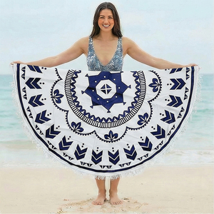 Telo Mare Rotondo in Microfibra Vellutata a Doppio Lato 200gsm, Anti-Sabbia, Turco, Sportivo, Compresso, Personalizzabile, per <span class=keywords><strong>Spiaggia</strong></span> e Esterni - Product Image 4