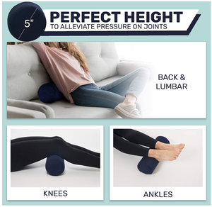 Coussin rond cervical avec <span class=keywords><strong>housse</strong></span> amovible et lavable en coton tricoté 100% et rembourrage en mousse à mémoire <span class=keywords><strong>de</strong></span> forme, conçu <span class=keywords><strong>de</strong></span> manière ergonomique - Product Image 6