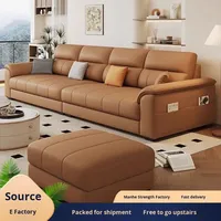 Sofá Individual Estilo Japonés, Crema, para Sala de Estar, Apartamento Pequeño, Uso Doméstico, Lujo Ligero, Moderno, Simple, Tela de PU, Diseño Recto