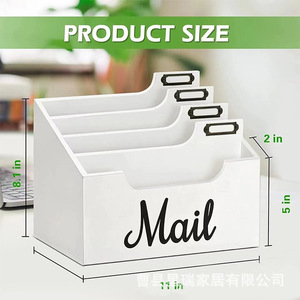 Wooden Desktop Mail Organizer Black Solid Wood Rectangle Standing Type <b>Document</b> Receipt <b>Storage</b> Office Organization <b>Box</b> - Product Image 3