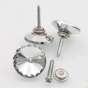 10 juegos de botones de cristal por paquete, tornillos de perforación de vidrio tipo satélite, clavos para sofá de bolsa blanda, clavos de diamantes de imitación para muebles - Product Image 1