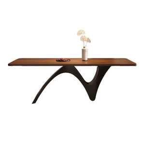 Juego de mesa de comedor Rectangular de madera maciza Retro moderno Wabi-Sabi incluye cuatro sillas para el hogar, sala de estar, muebles de apartamento - Product Image 6