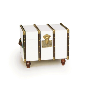 <span class=keywords><strong>Coffre</strong></span> de rangement rectangulaire style Antique, 2 troncs de rangement couverts en tissu blanc, malle de stockage du vin, <span class=keywords><strong>table</strong></span> basse avec pieds en bois - Product Image 2