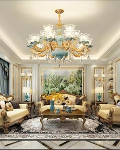 Đèn chùm pha lê gốm sứ cao cấp D26.8in, kiểu dáng cổ điển, hoa văn thủy tinh, đèn treo phòng khách, phòng ăn biệt thự, chất liệu hợp kim kẽm, kiểu dáng cành cây. - Product Image 6