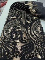 Tissu en velours écologique de haute qualité avec dentelle, perles et broderies 3D pour mariage, 5 yards, sexy KJY603