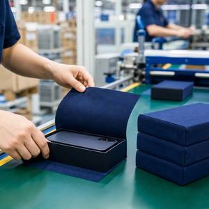 Papier doux au toucher <span class=keywords><strong>bleu</strong></span> <span class=keywords><strong>marine</strong></span> 250 g/m², simple face, finition velours mate, pour emballage de produits électroniques, boîte cadeau, <span class=keywords><strong>feuille</strong></span>, rouleau - Product Image 4